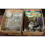 Two boxes of miscellaneous to include glasswares, ceramics, canteen of mixed cutlery,