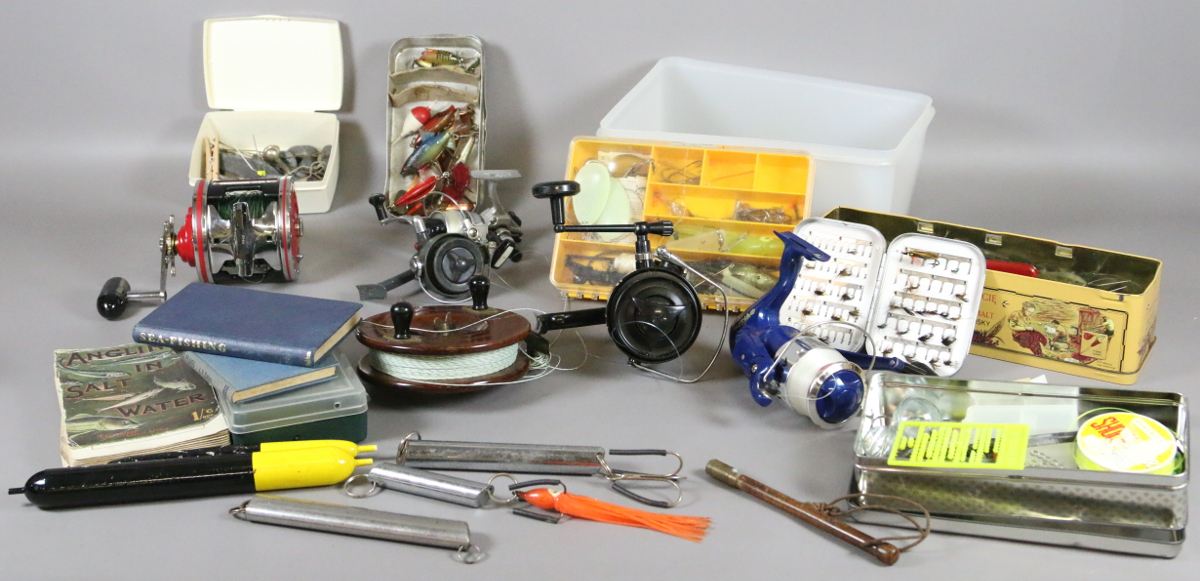 A good collection of fishing tackle to include reels, cased flies, split cane, - Image 5 of 5