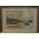 A gilt framed watercolour coastal scene signed and dated G Ashworth 1907.