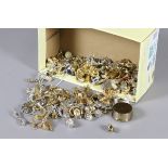 A box of mixed costume jewellery mostly yellow metal.