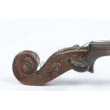 A cased violin and two bows with two piece back inscribed Hopf, 36cm. Condition Report. To be used