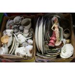 Two boxes of miscellaneous to include mixed ceramics many pieces decorated with hunting scenes
