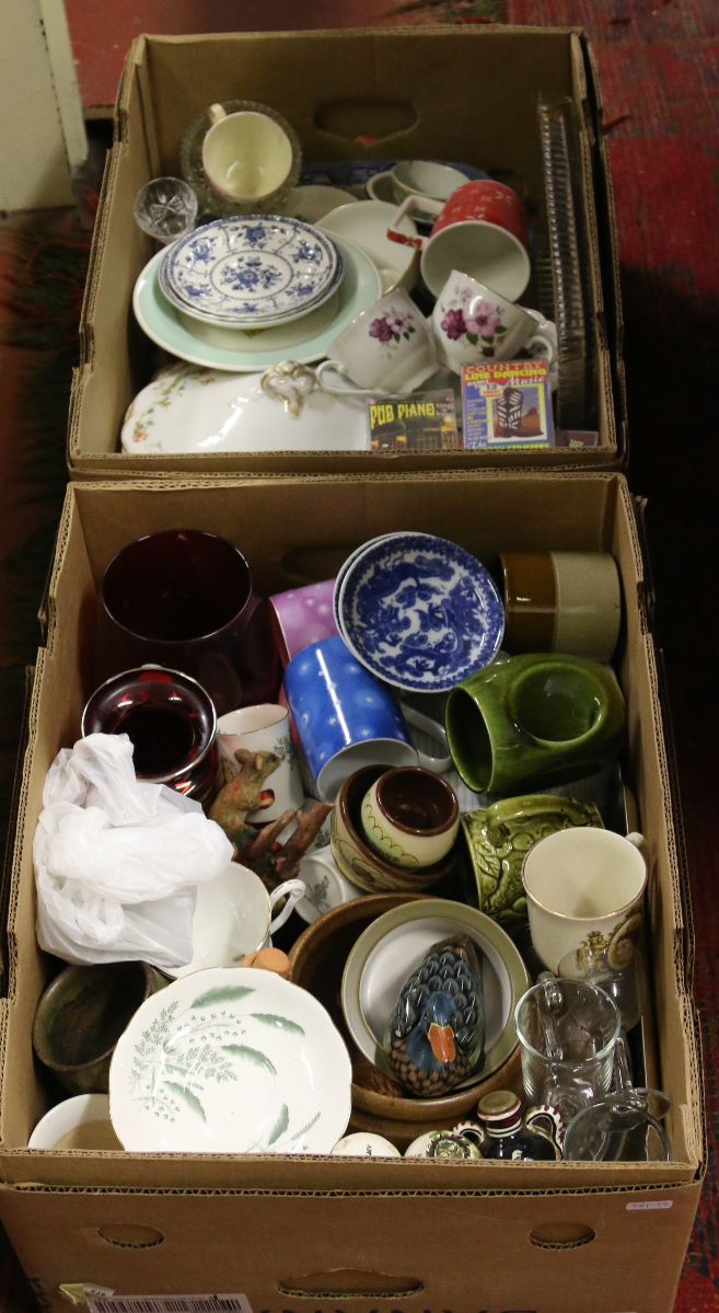 Two boxes of miscellaneous to include mixed ceramics, glasswares etc.