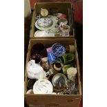 Two boxes of miscellaneous to include mixed ceramics, glasswares etc.