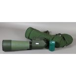 A German 80mm optolyth spotting scope with eye piece and canvas case.