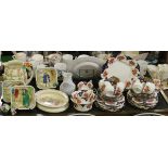 A Victorian china teaset, three Alfred Meakin Dickens ware plates,