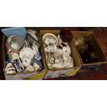 Three boxes of pottery,