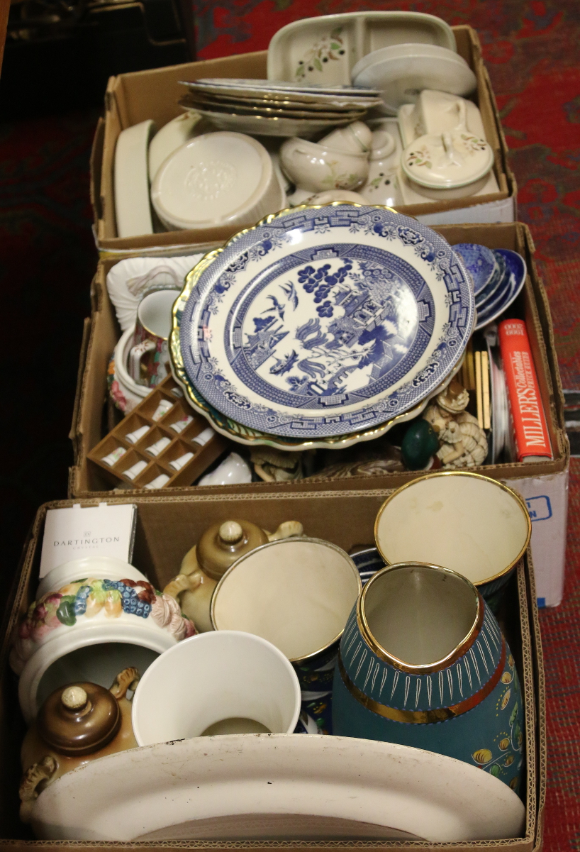 Three boxes of miscellaneous to include mixed ceramics and glasswares including Royal Winton