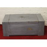 A painted hardwood chest with stencil design for vintage imperial champagne.