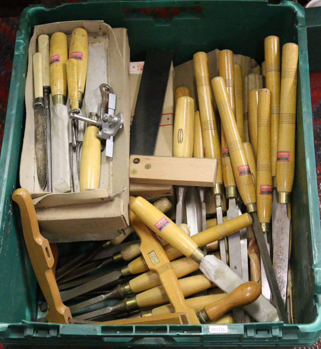 A box of joiners and wood turning tools by Marples and Stormount many in unused condition.