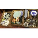 Three boxes of miscellaneous to include metalwares,