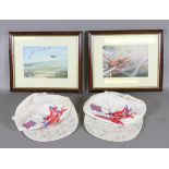 A collection of Red Arrows memorabilia to include two autographed hats.