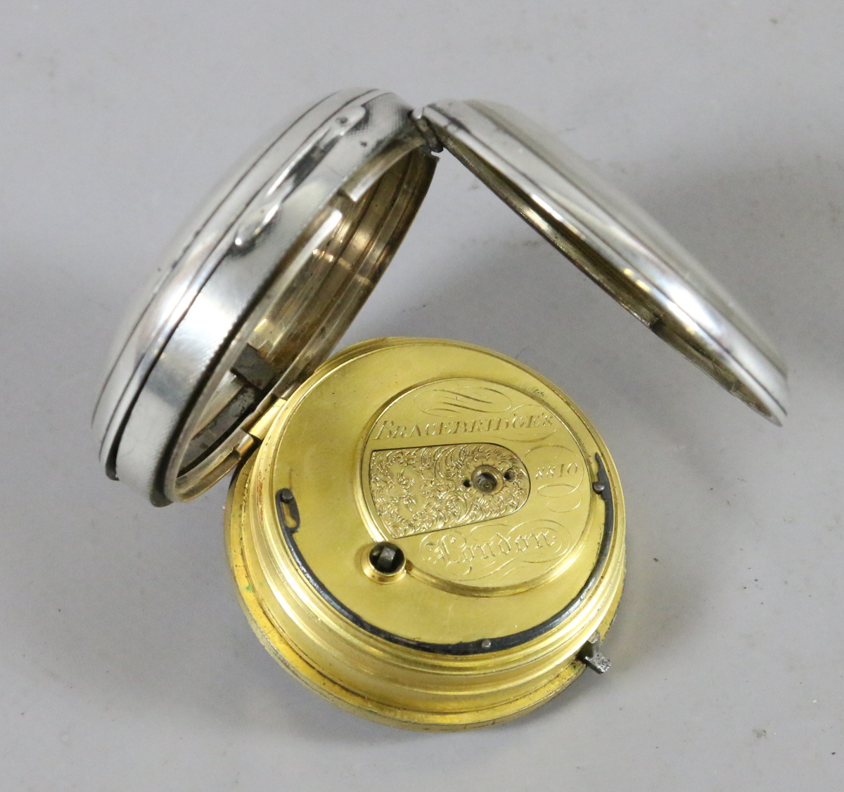 A George IV silver cased fusee pocket watch with verge escapement by Bracebridges of London with - Image 2 of 3