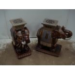 Pair of Oriental Glazed Elephant Garden Seats