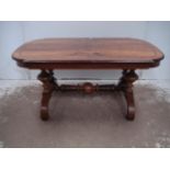 Victorian Figured Walnut Lowered Coffee Table on Turned Supports
