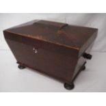 Regency Sarcophagus Shape Mahogany Needle Work Box with Fitted Tray