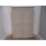 Antique Grey Painted Two Over Two Door Kitchen Cupboard