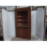 18th Century Stripped Pine Ex Fitted Corner Cupboard with Shaped Shelves & Drinks Shelf