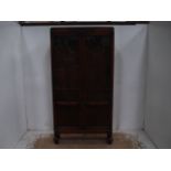 Early 20th Century Tall Oak Glass Front Double Door Bookcase