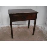 Georgian Mahogany Single Drawer Low Boy on Square Legs & Drop Handle