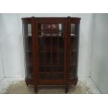 ARTS & CRAFTS OAK MACKINTOSH STYLE DISPLAY CABINET WITH CARVED GLASS PANEL SIDES