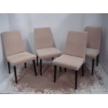 Set of Four 1950's High Back Upholstered Dining Chairs with Black legs