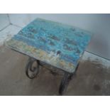 Wrought Iron Garden Table with Mosaic Seascape Top