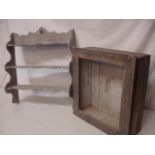 Pair of Grey Decorated Miniature Shelves & Box