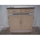 Vintage Double Door Kitchen Cupboard with Two Drawers