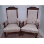 Pair of Late 19th Century Oak Arts & Crafts High Back Armchairs
