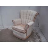 1950's Cream Upholstered Shell Back Bedroom Chair