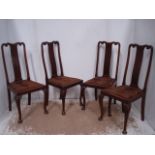 Four Mahogany Queen Ann Style High Back Dining Chair
