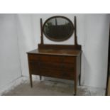 Edwardian Mahogany & Satinwood Inlay Dressing Table with Oval Mirror