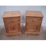 Pair of Pine Bedside Cabinet with Drawer