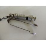 Policeman's Whistle & Pair of Silver Sugar Tongs