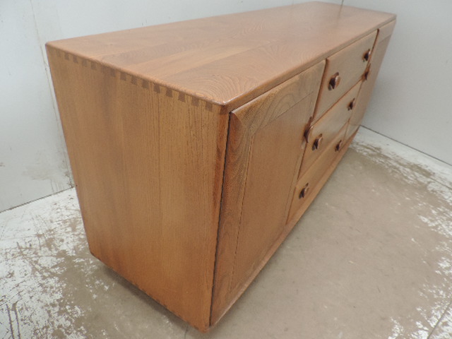 Blonde Ercol Elm Sideboard with Three Drawrs on Casters - Image 2 of 3