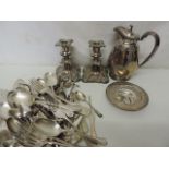 Pair of Silver Plated & Water Jug, Tray & Cutlery