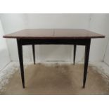 1960's Black & Mahogany Dining Table with Extra Leaf