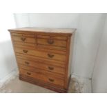 Tall Late Victorian Pale Chest of Two Over Three Drawers with Brass Handles
