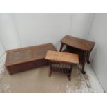 Drop Leaf Trolley, Magazine Table & Large Wooden Box