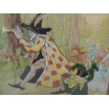 Framed & Glazed Water Colour Childrens Illustration of Pied Piper Signed M Elgar