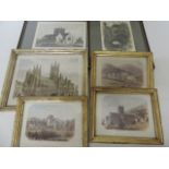 Four Antique Gilt Framed Prints of Canterbury Cathedral & Others + St Clements Sandwich & Cave at