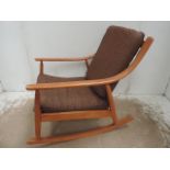 1960's Beech Frame Rocking Chair with Cushions