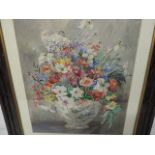 Framed & Glazed Summer Flowers Watercolour Still Life Signed