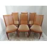 Set of Six Mahogany Cane Back Dining Chairs on Turned Legs