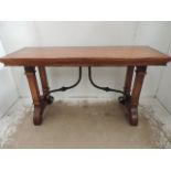 Continental Mahogany Console / Side Table with Wrought Iron Brackets