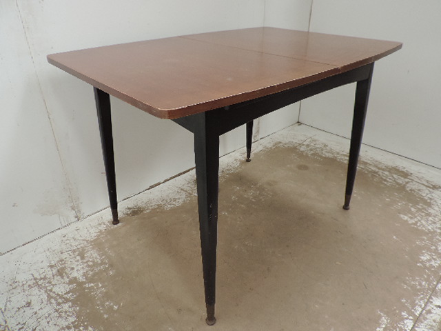 1960's Black & Mahogany Dining Table with Extra Leaf - Image 2 of 2