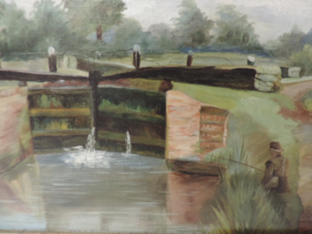 Gilt Framed Edwardian Oil Lock Scene - Image 2 of 2