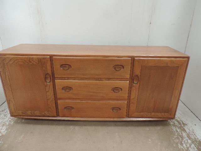 Blonde Ercol Elm Sideboard with Three Drawrs on Casters