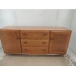 Blonde Ercol Elm Sideboard with Three Drawrs on Casters